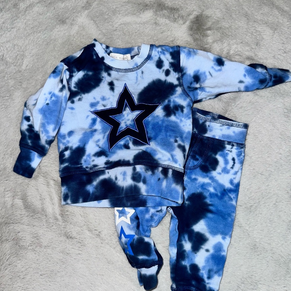 Little Mish Blue Tie-Dye Star Set – Size 6M – EUC